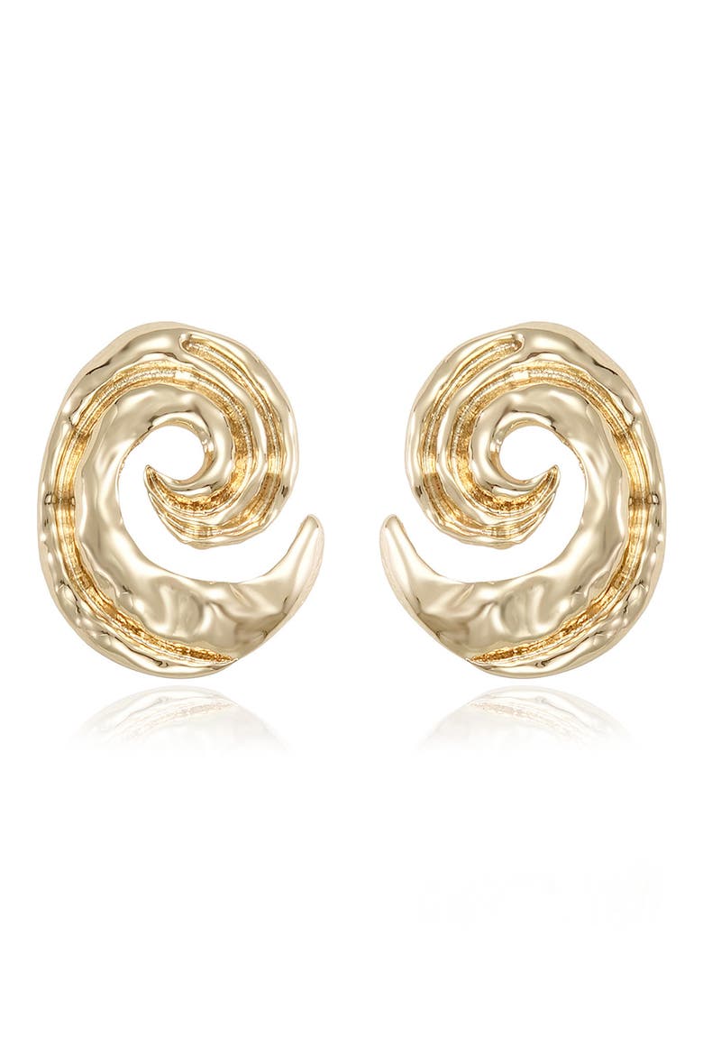 Hammered Swirl Stud Earrings, Alternate, color, GOLD