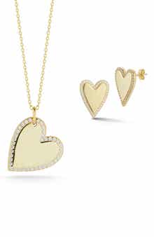 CHLOE AND MADISON Heart Stud & Necklace Set