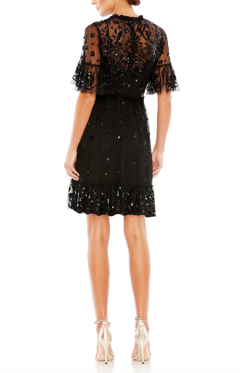 Mac Duggal Embellished Illusion High Neck Mini Dress, Alternate, color,