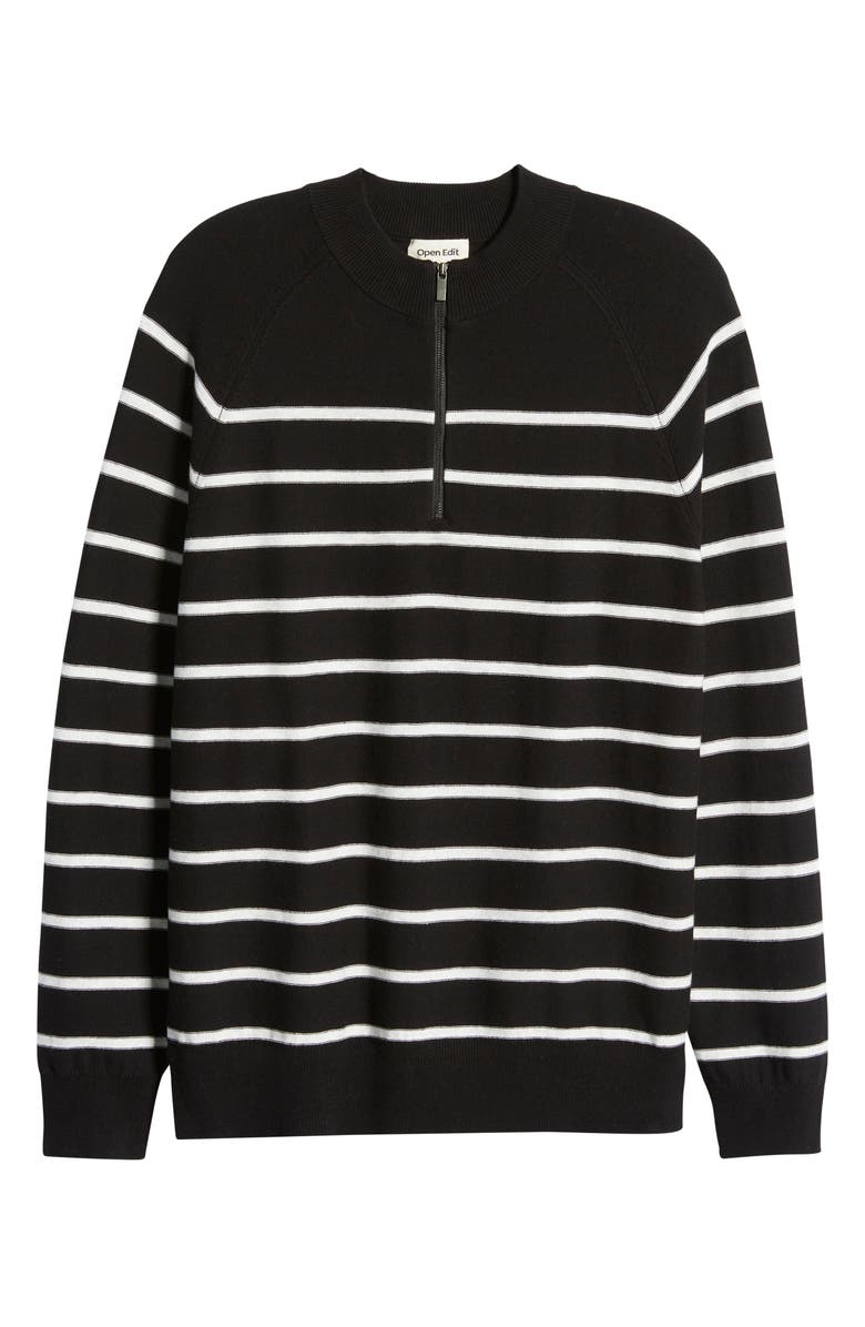 Open Edit Stripe Mock Neck Cotton Blend Sweater, Alternate, color, 