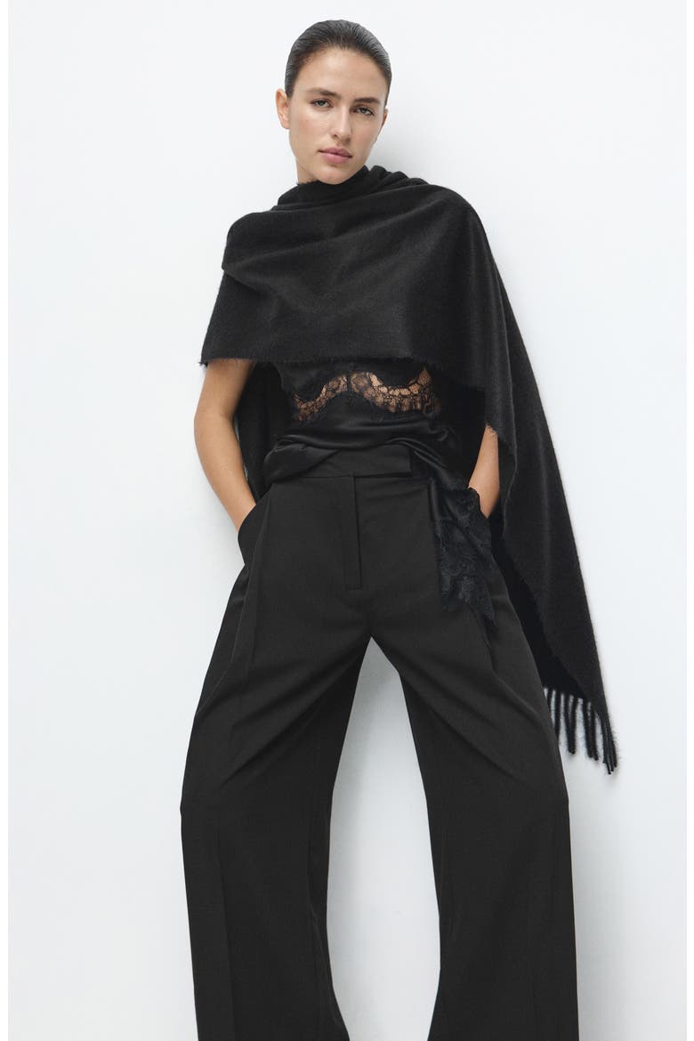Pleated Wide Leg Pants, Alternate, color, BLACK