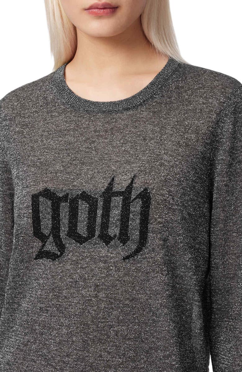 AllSaints Deetz Metallic Sweater Dress, Alternate, color, 