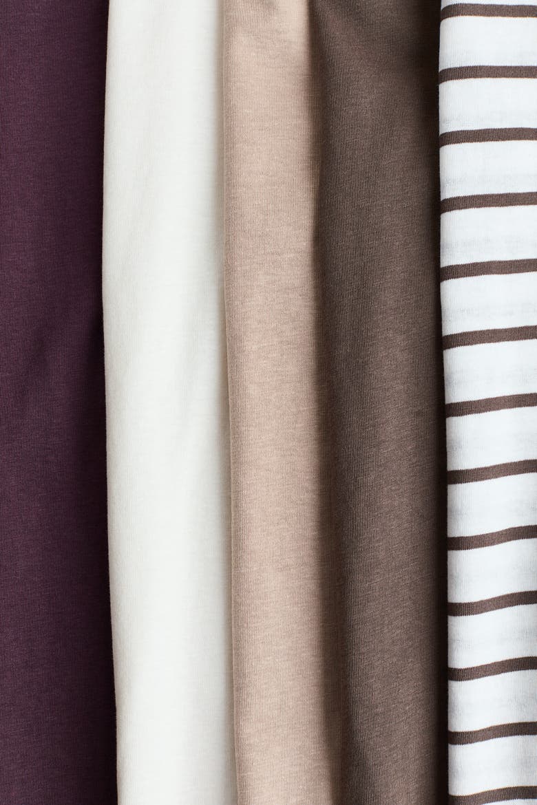 5-pack T-shirts, Alternate, color, Dark taupe/striped