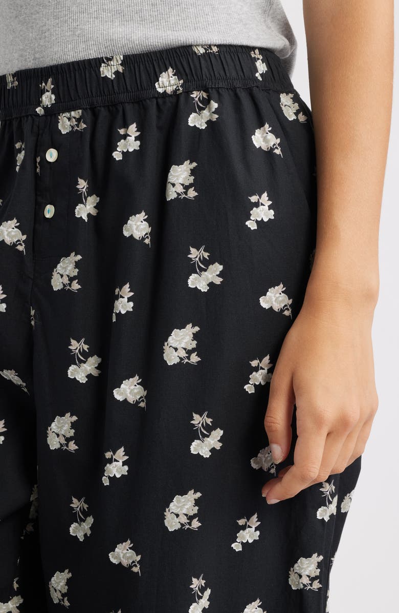 Open Edit Cotton Boxer Sleepwear Pants, Alternate, color, Black- Grey Danni Floral