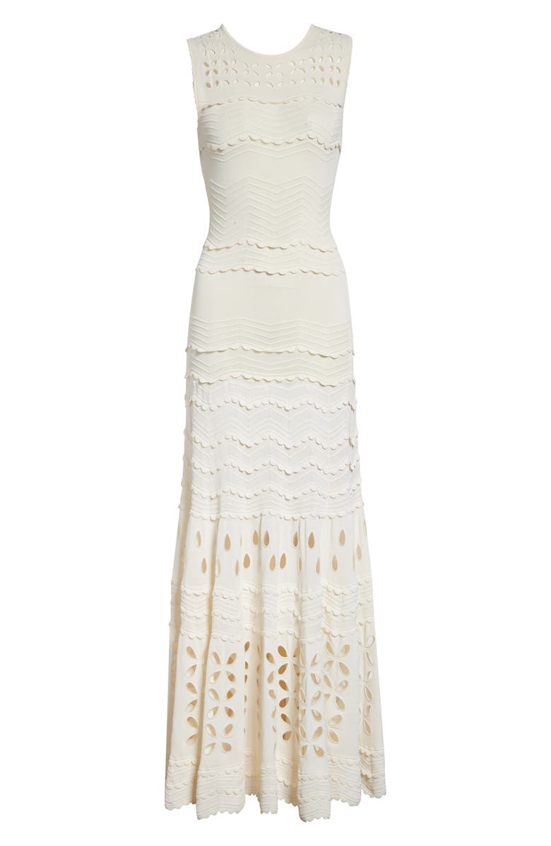 Ulla Johnson Lakshmi Eyelet Scallop Trim Midi Dress, Alternate, color, Cowrie