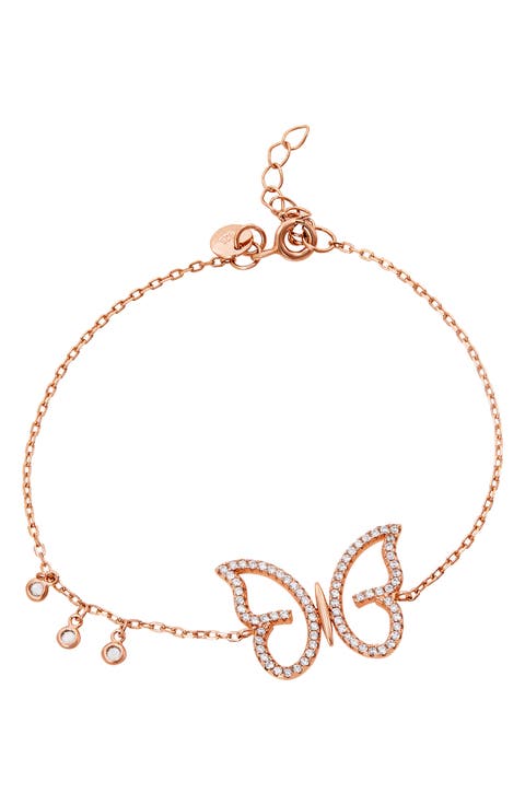 Cubic Zirconia Butterfly Charm Bracelet