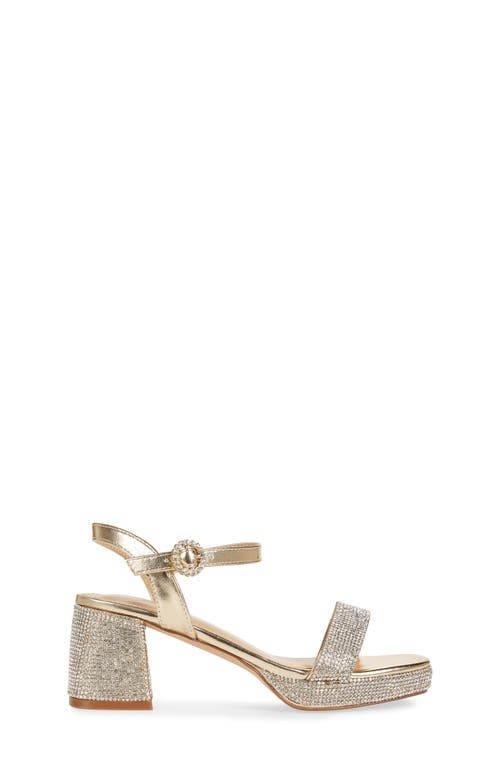 Nina Kids' Marysol Ankle Strap Platform Sandal In Light Gold Metallic Stones