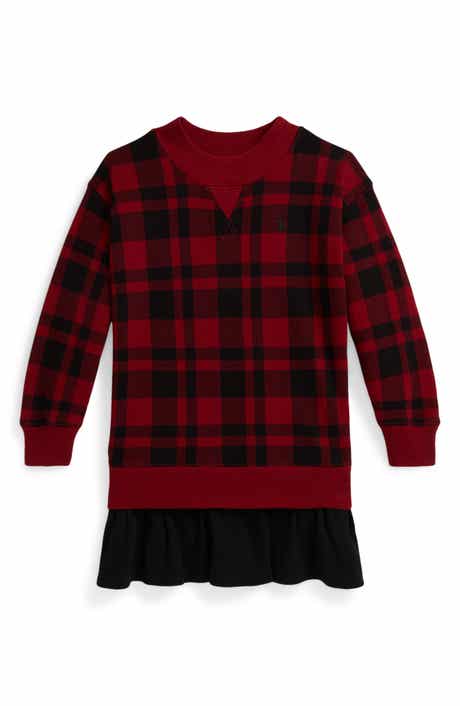 Kids' Buffalo Check Long Sleeve Fleece Dress