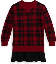 Polo Ralph Lauren Kids' Buffalo Check Long Sleeve Fleece Dress