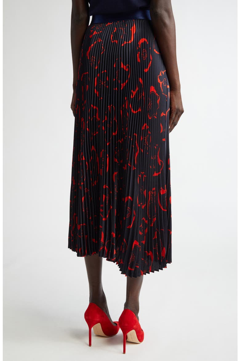'50s Floral Print Pleated Skirt, Alternate, color, MIDNIGHT/ GERANIUM