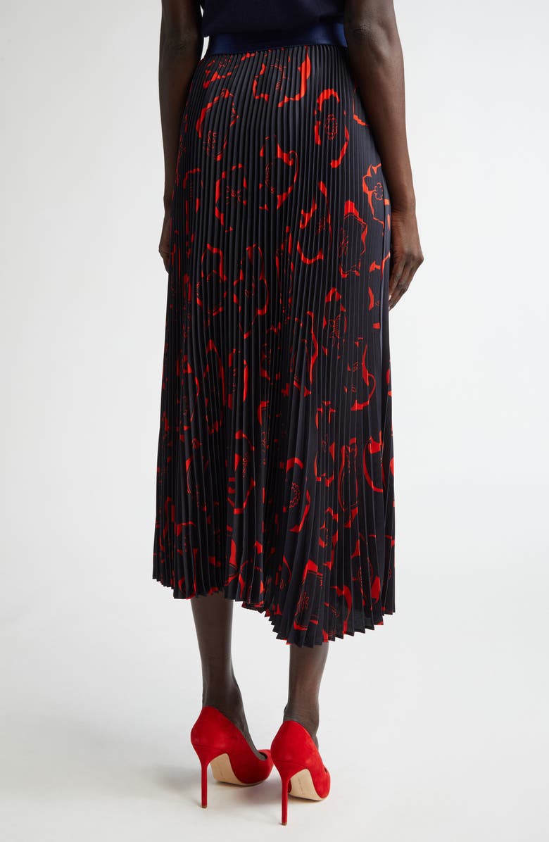 ST. JOHN '50s Floral Print Pleated Skirt, Alternate, color, 