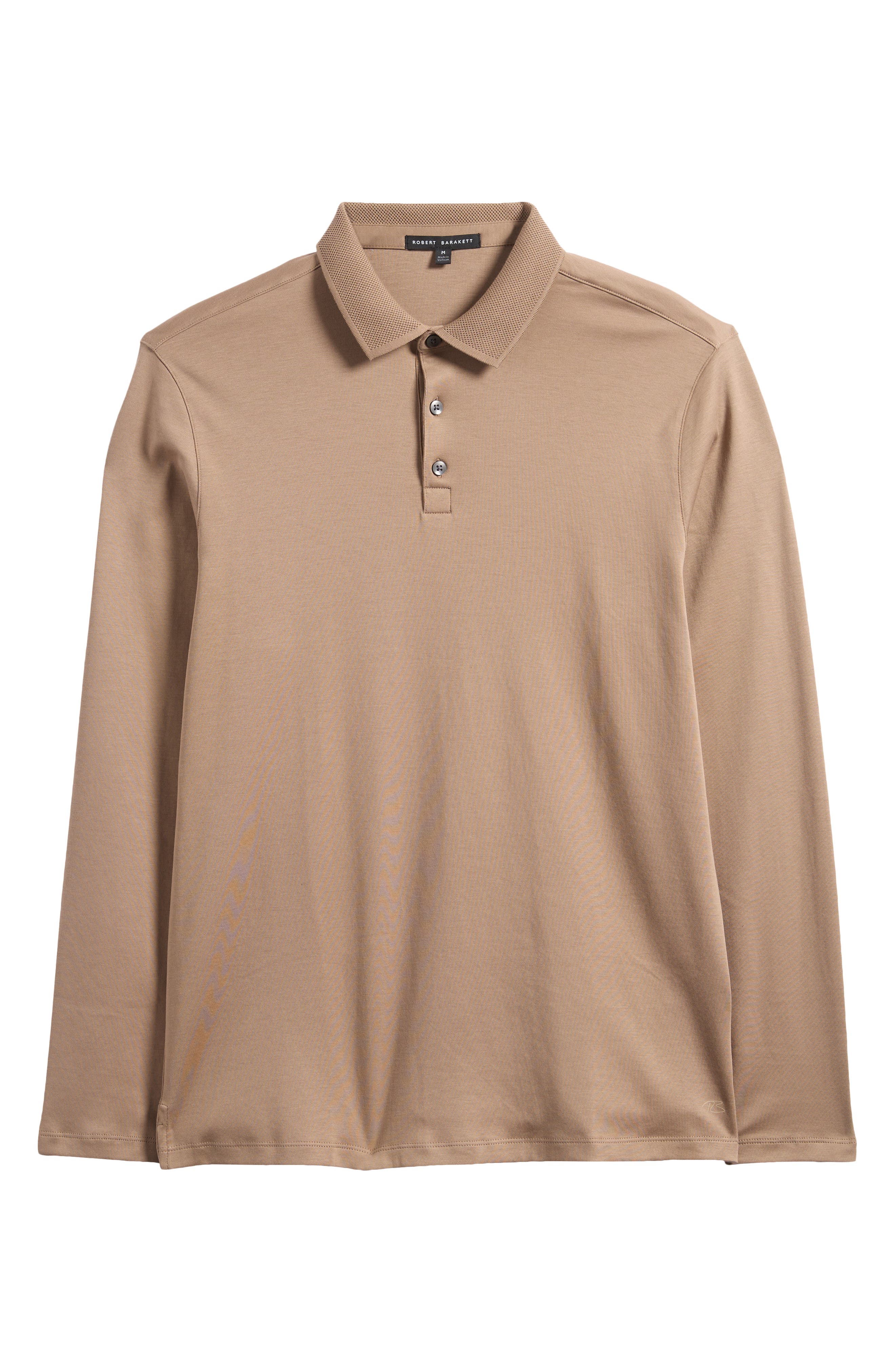 Robert Barakett Georgia Long Sleeve Polo in Cafe 