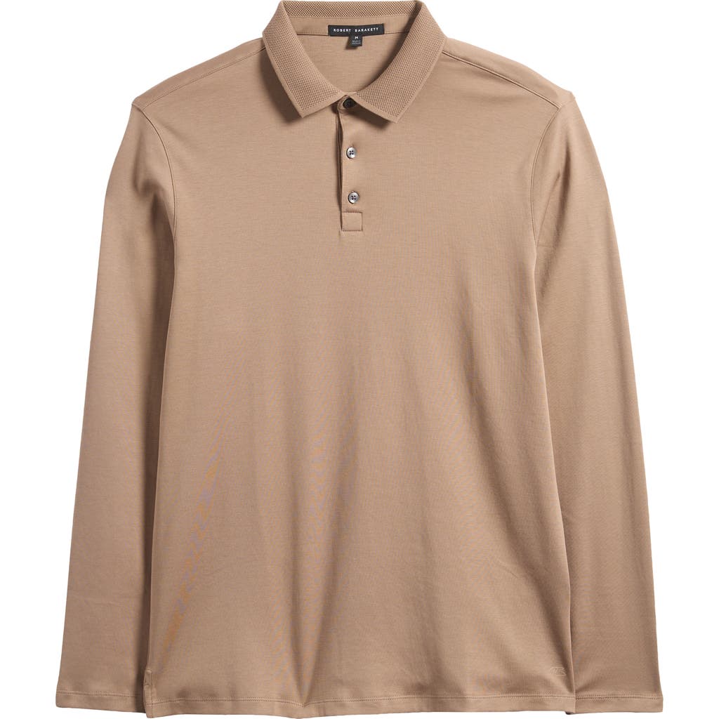 Robert Barakett Georgia Long Sleeve Polo in Cafe