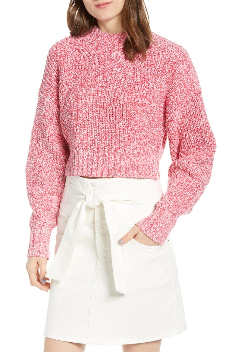 Blouson Sleeve Sweater, Main, color, PINK MELANGE