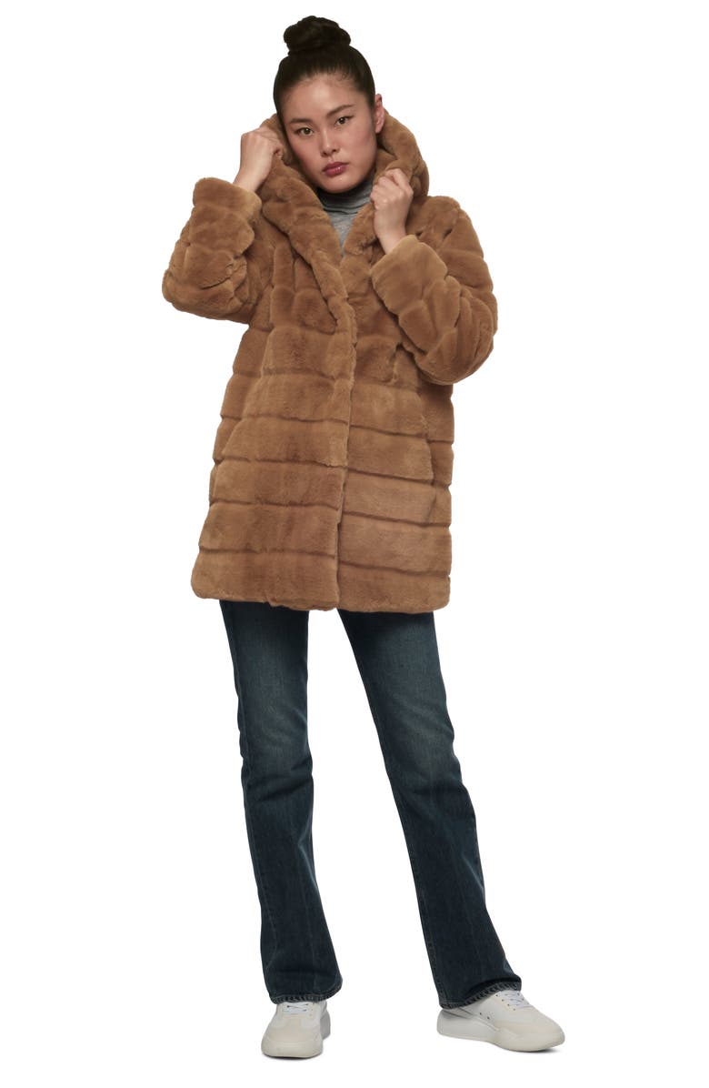 Apparis Hazel Faux Fur Hooded Puffer Car Coat, Alternate, color, 