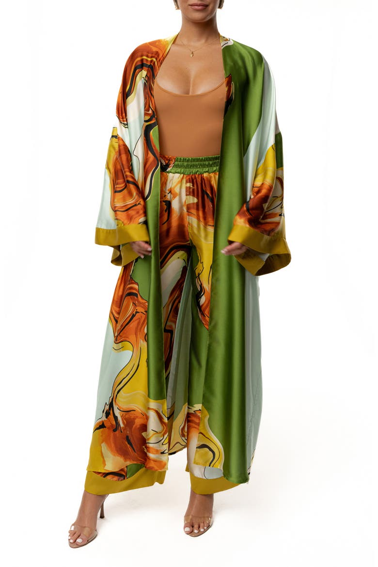 Nola Satin Maxi Duster, Main, color, GREEN