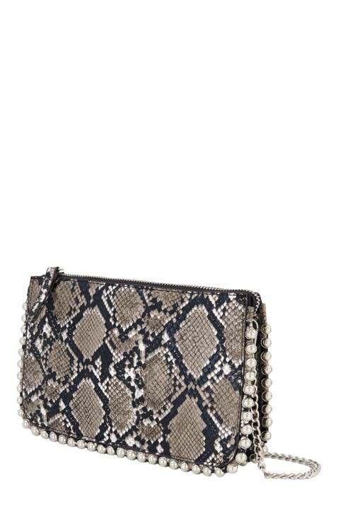 Silver Trimmed Wallet On Chain Clutches Bag