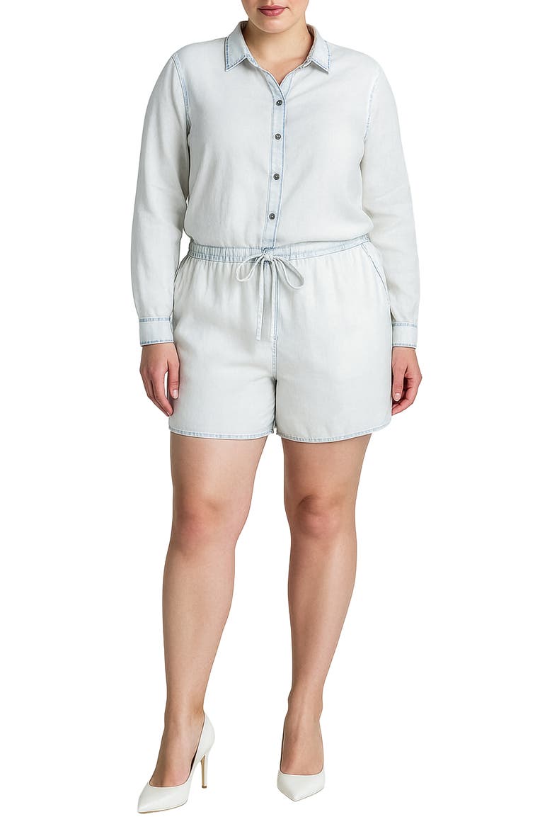 Long Sleeve Romper, Main, color, WHITE CRUSH