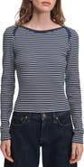 rag & bone Essential Striped Rib Bateau Neck Tee