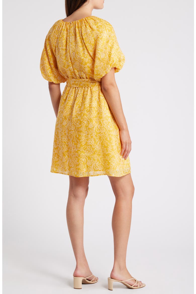 Veranda Vines Print Tie Waist Dress, Alternate, color, CANNA LILY