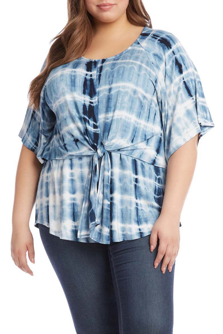 Tie Dye Front Tie T-Shirt, Main, color, BLUE