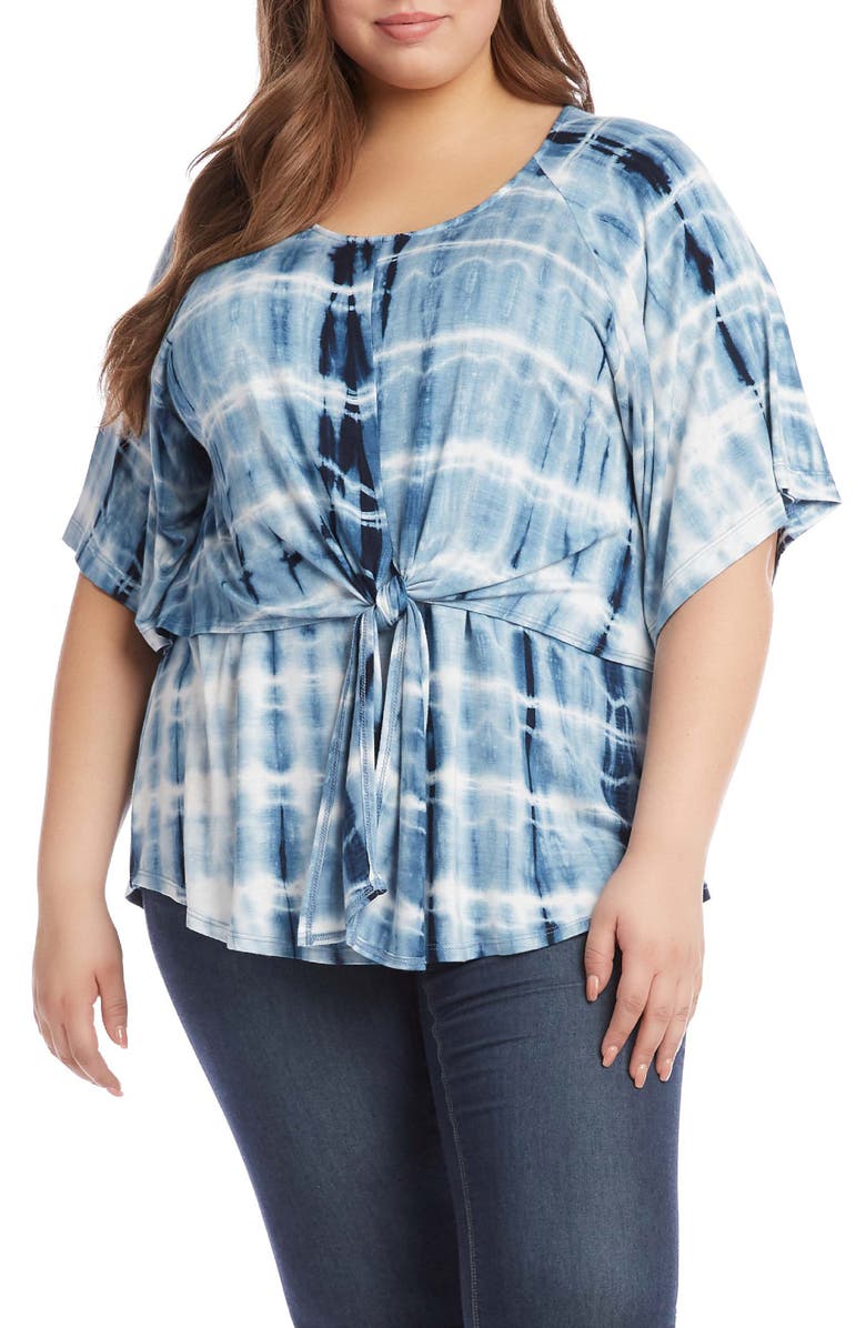 Karen Kane Tie Dye Front Tie T-Shirt, Main, color,