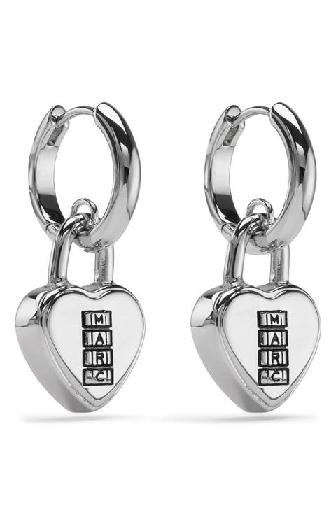 Heart Padlock Huggie Hoop Earrings