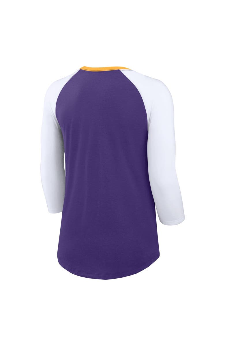 Nike Women's Nike Purple/White Minnesota Vikings Knockout Arch Raglan Tri-Blend 3/4-Sleeve T-Shirt, Alternate, color,