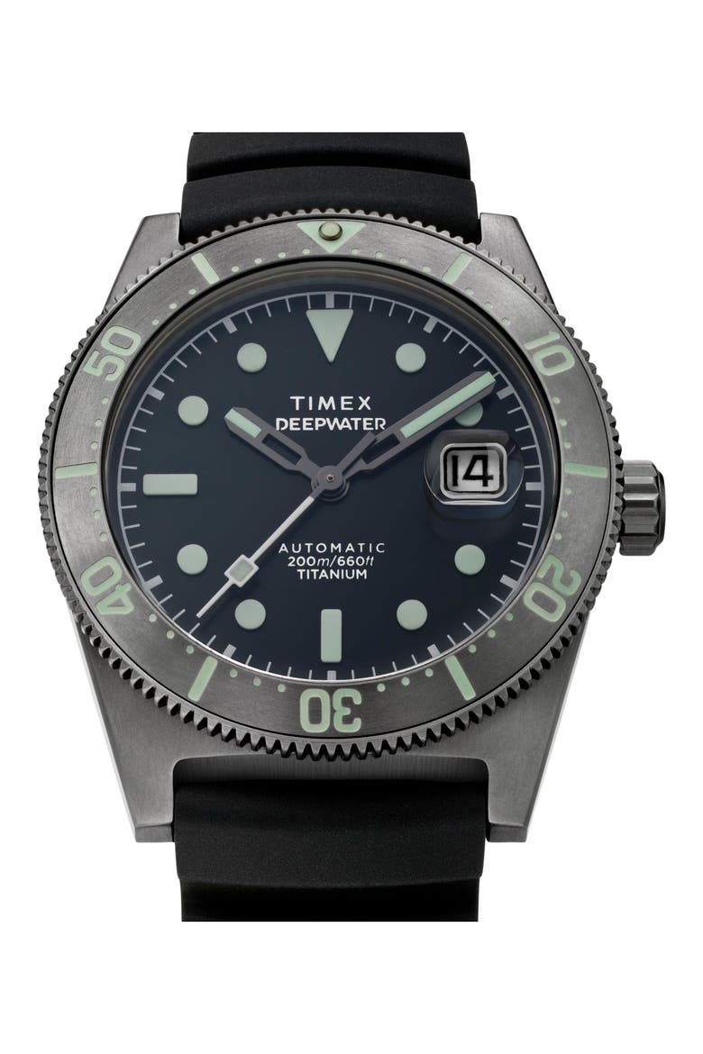 Deepwater Reef Automatic Synthetic Strap Watch, 41mm, Alternate, color, BLACK