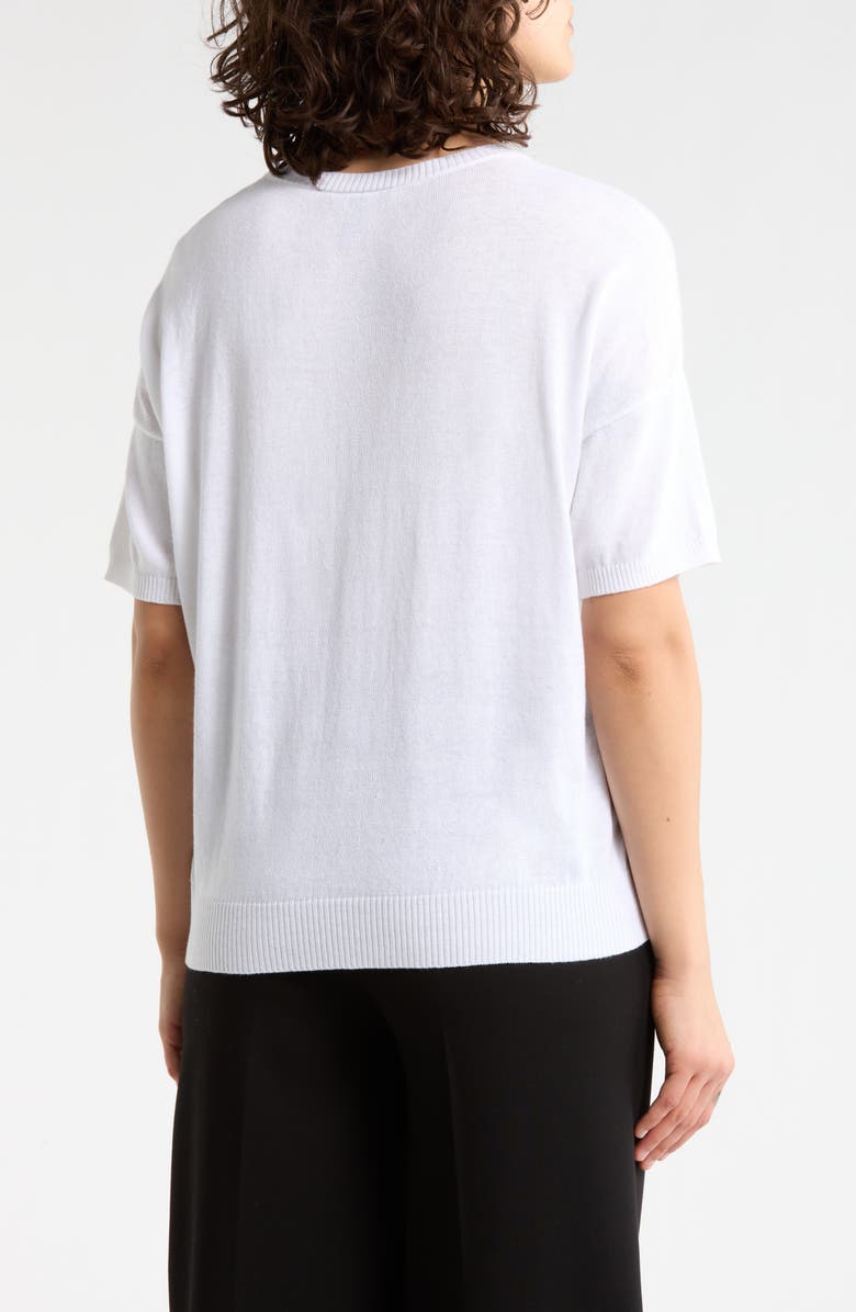 Eileen Fisher Short Sleeve Organic Cotton Blend Sweater, Alternate, color, White