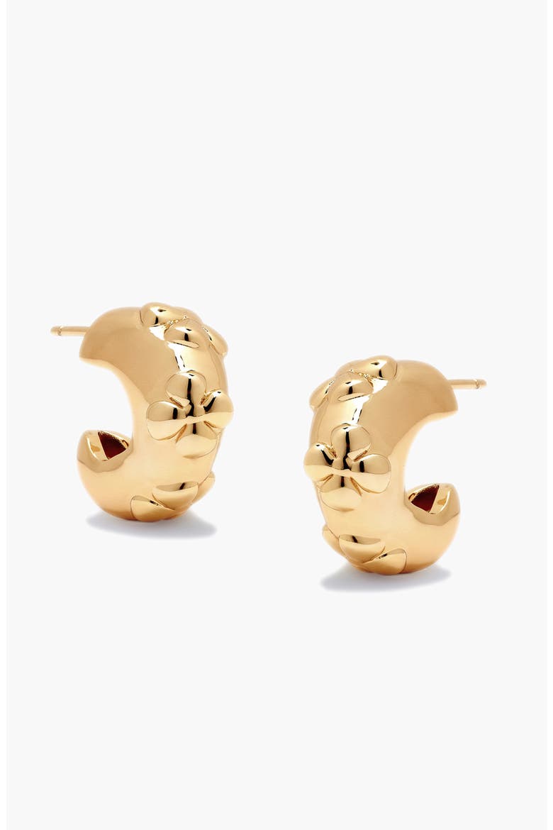 Flaro Flower Midi Hoop Earrings in God, Alternate, color, Gold