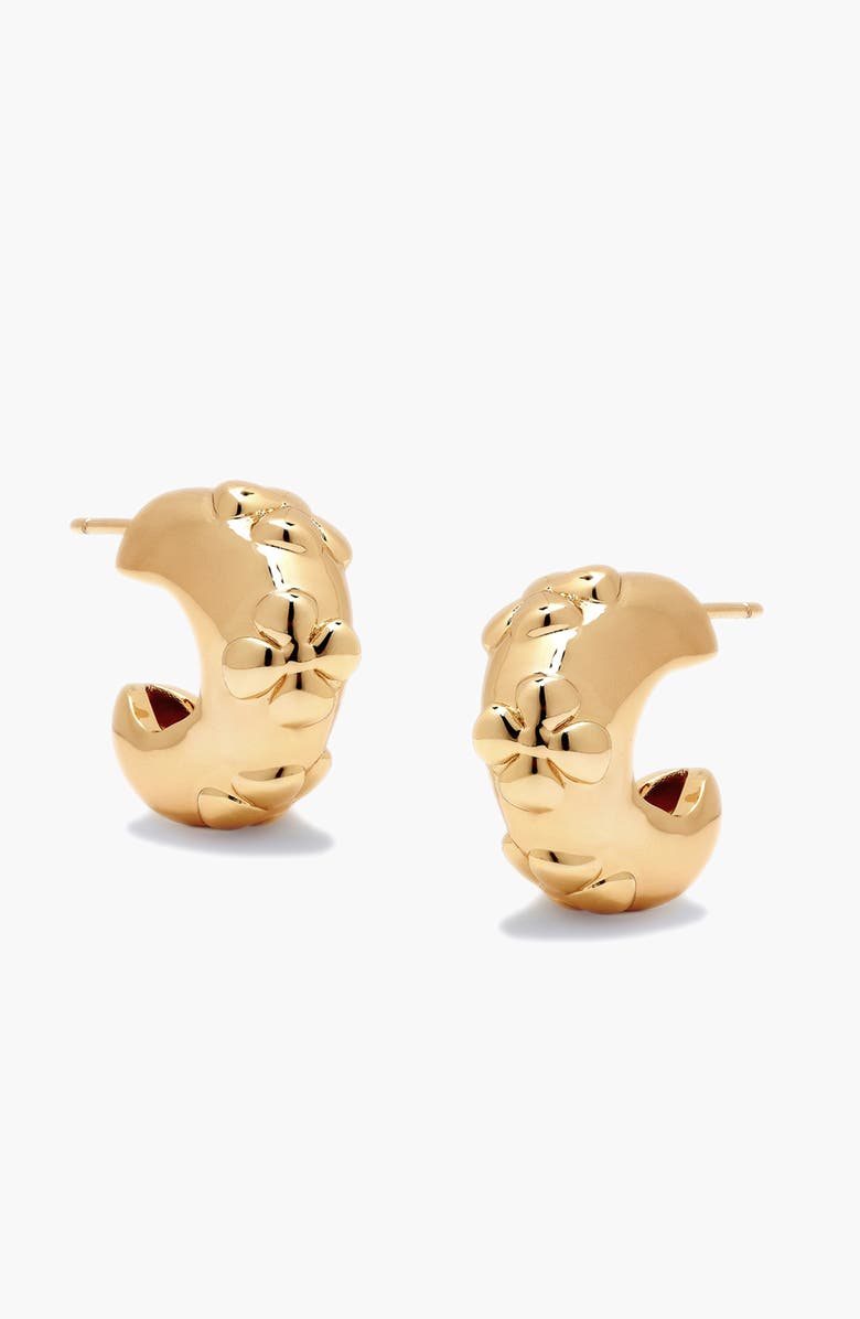 YOJ Flaro Flower Midi Hoop Earrings in God, Alternate, color, Gold