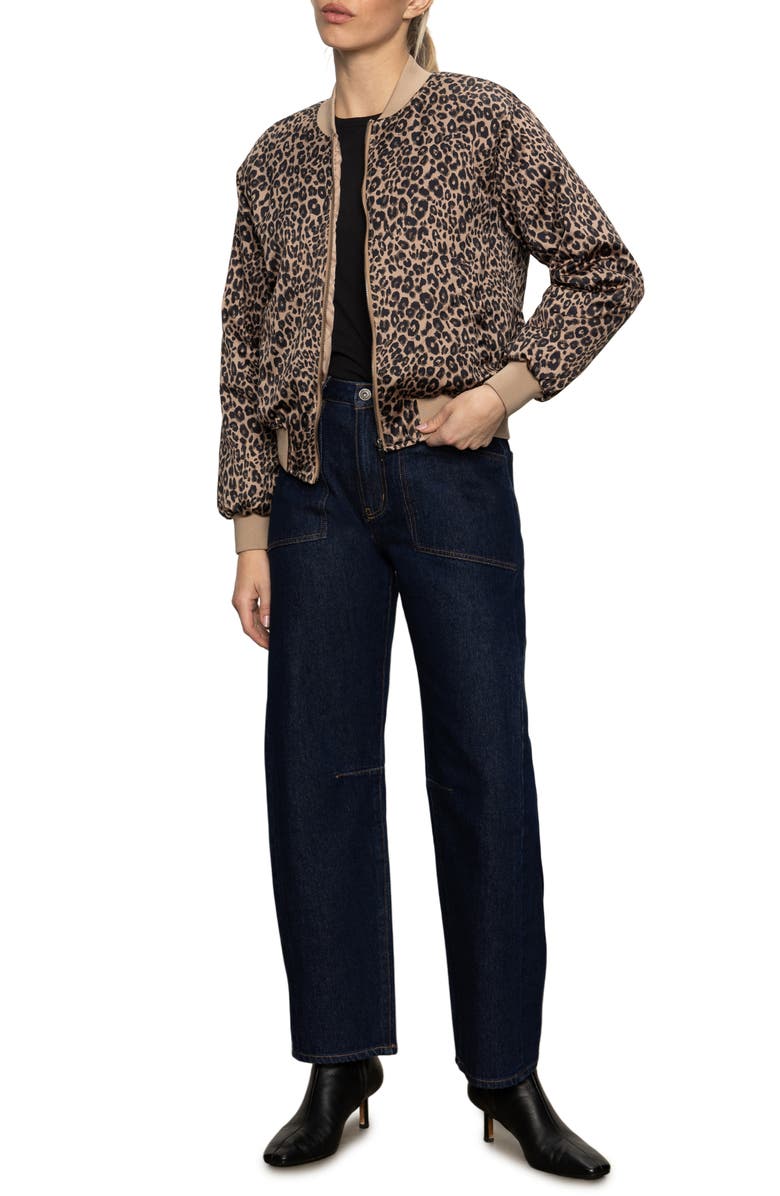Sanctuary Monroe Leopard Print Cotton Blend Bomber Jacket with Quilted Lining, Alternate, color,