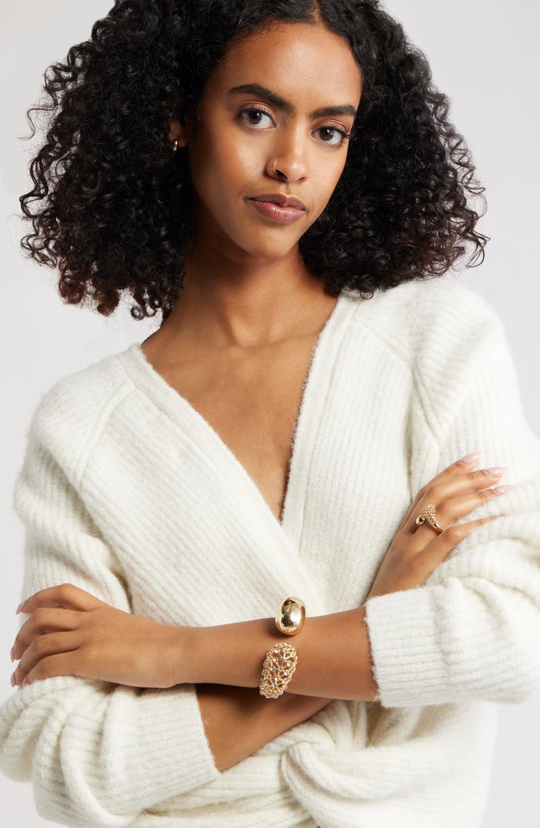 Open Edit Hinge Stone Cage Bracelet, Alternate, color, Clear- Gold