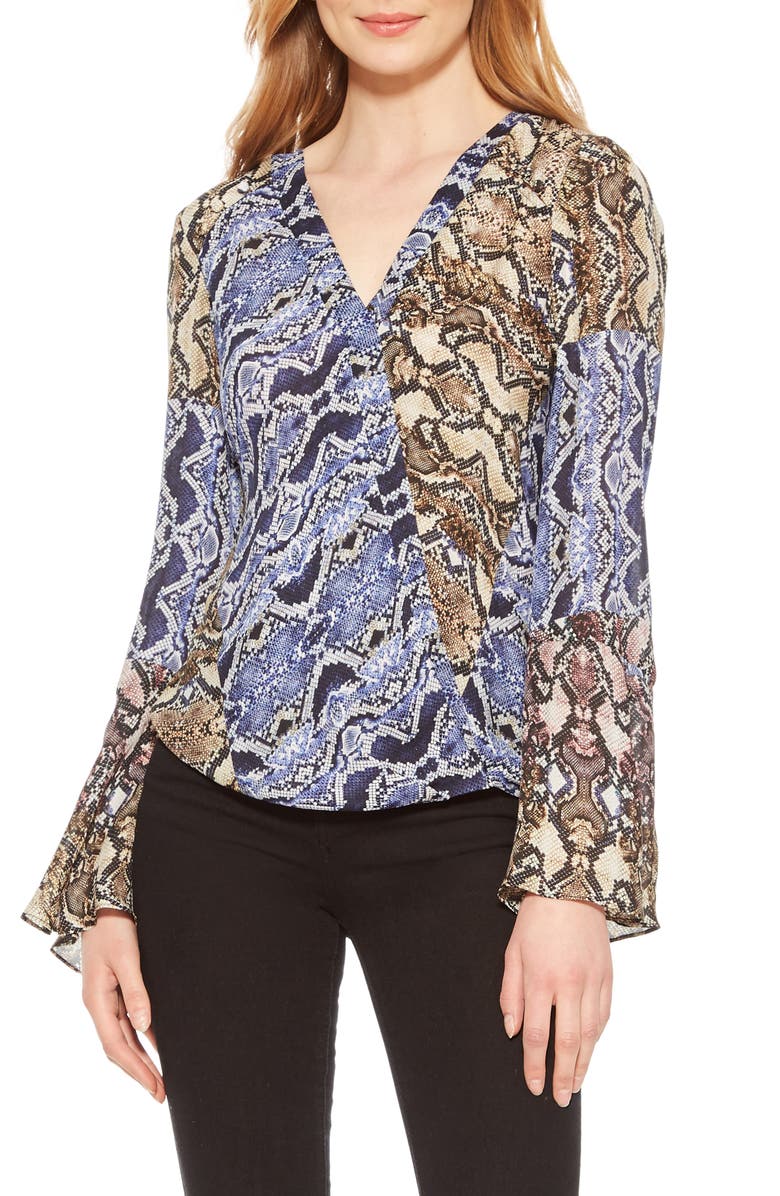 Parker Ximena Python Print Silk Georgette Blouse, Main, color, 