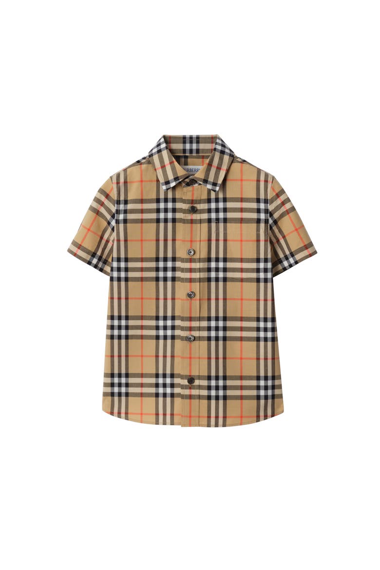 Check Cotton Oxford Shirt, Main, color, Sand beige
