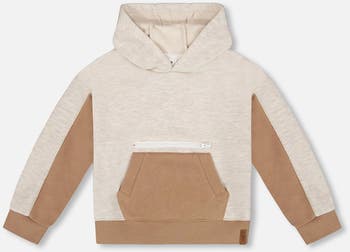 Deux par Deux Boy's French Terry Color Block Pullover Hoodie