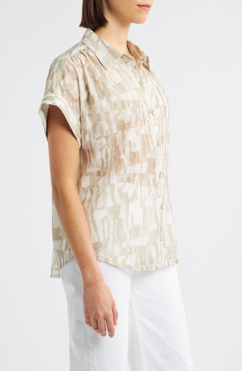 DKNY Allover Print Button-Up Shirt, Alternate, color, Broken City Burnout