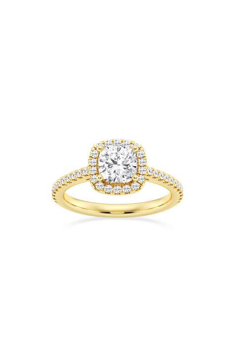 Cushion Cut Lab Created Diamond Halo Ring - 1.30ct.