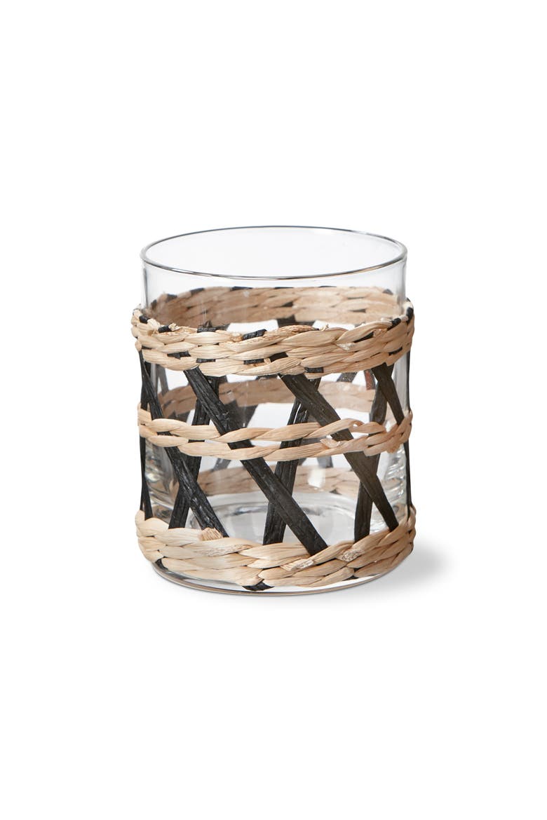 Island Collection Clear Glass DOF Drinkware with Braided Sleeve, Main, color, Black