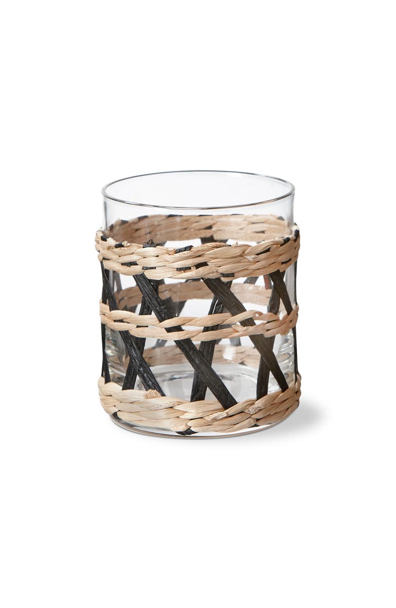 tag Island Collection Clear Glass DOF Drinkware with Braided Sleeve, Main, color, Black