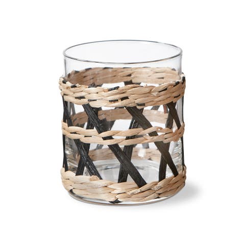 Island Collection Clear Glass DOF Drinkware with Braided Sleeve