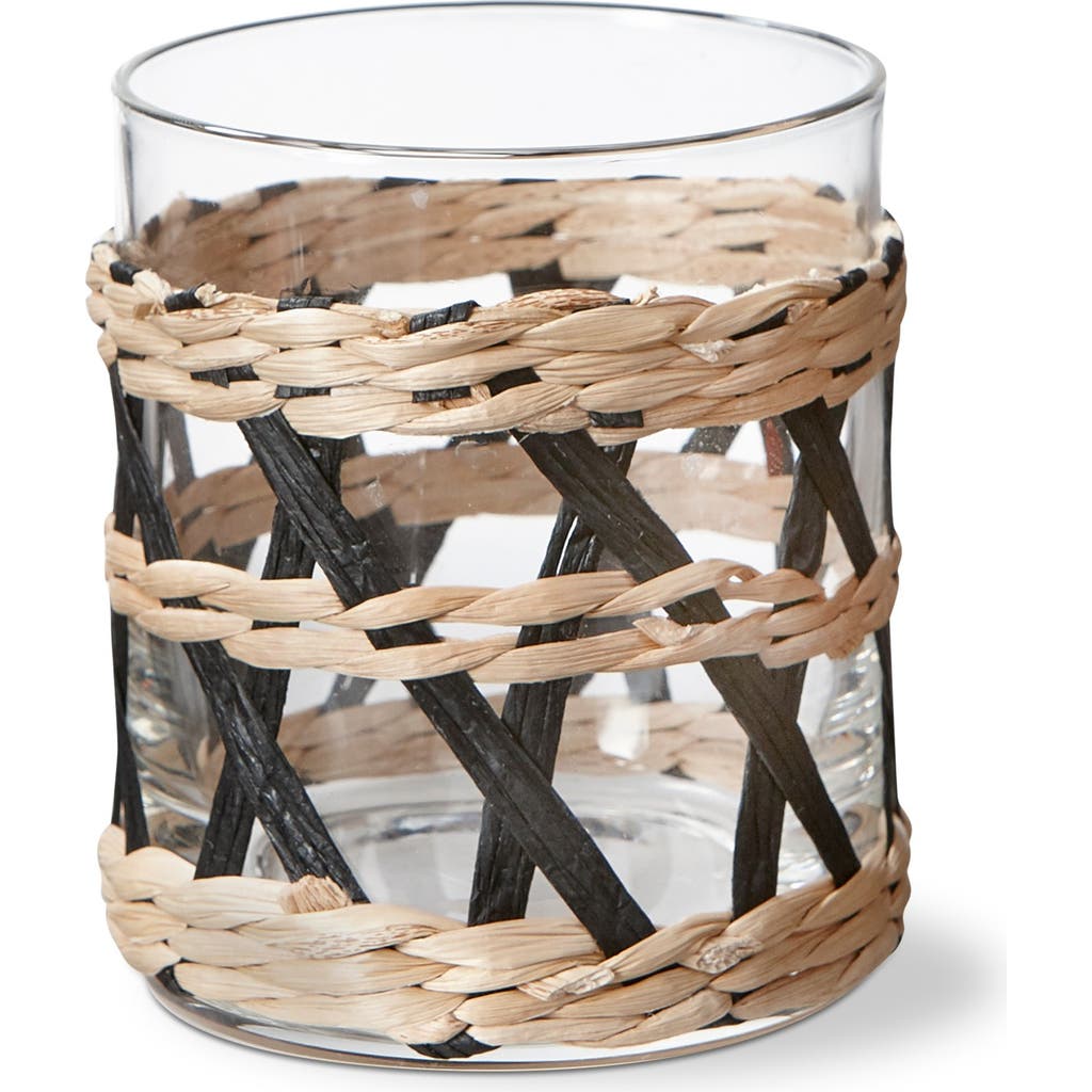 Tag Island Collection Clear Glass Dof Drinkware With Braided Sleeve In Multi