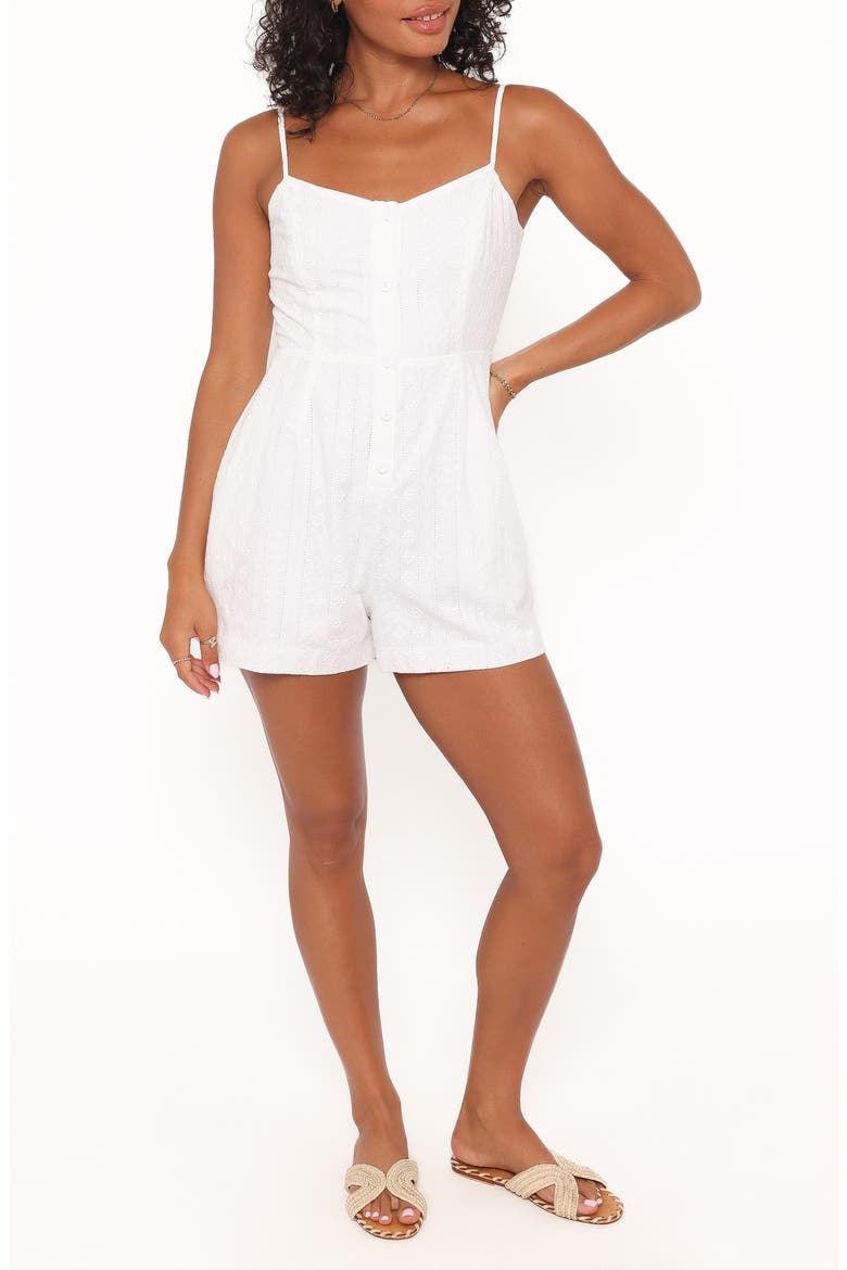 Reesa Pointelle Romper, Main, color, WHITE EMBROIDERY