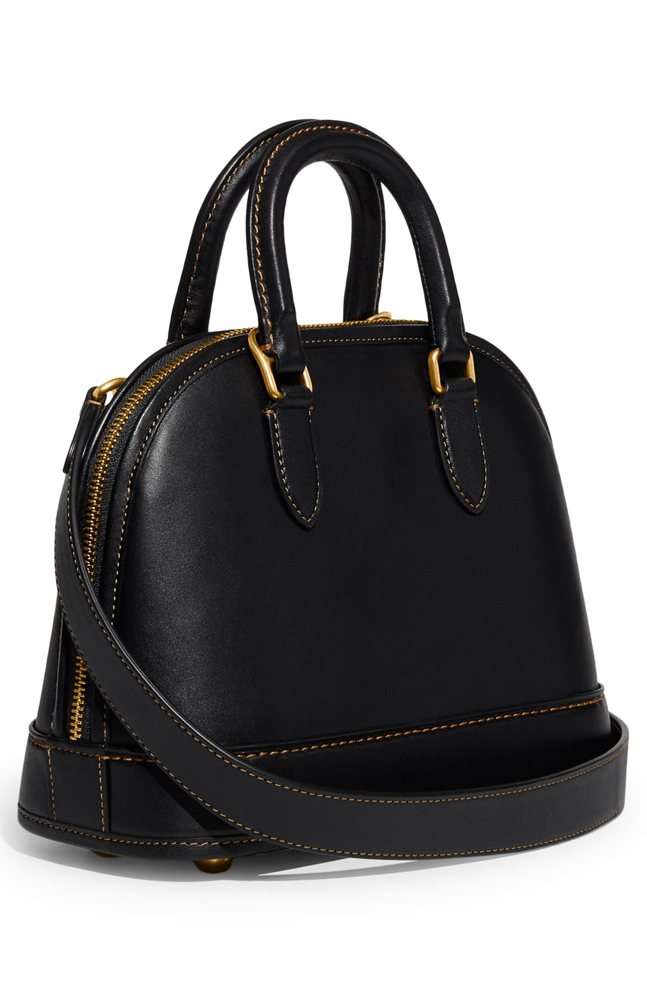 COACH Leather Domed Satchel, Alternate, color, 