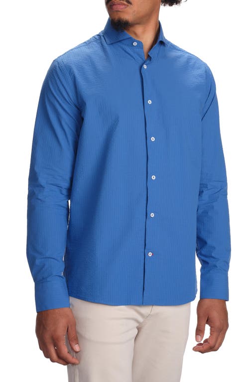 Studio Garnet Los Angeles Seaside Cotton Seersucker Button-up Shirt In Navy