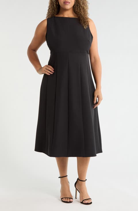 Bateau Neck Seamed Midi Dress