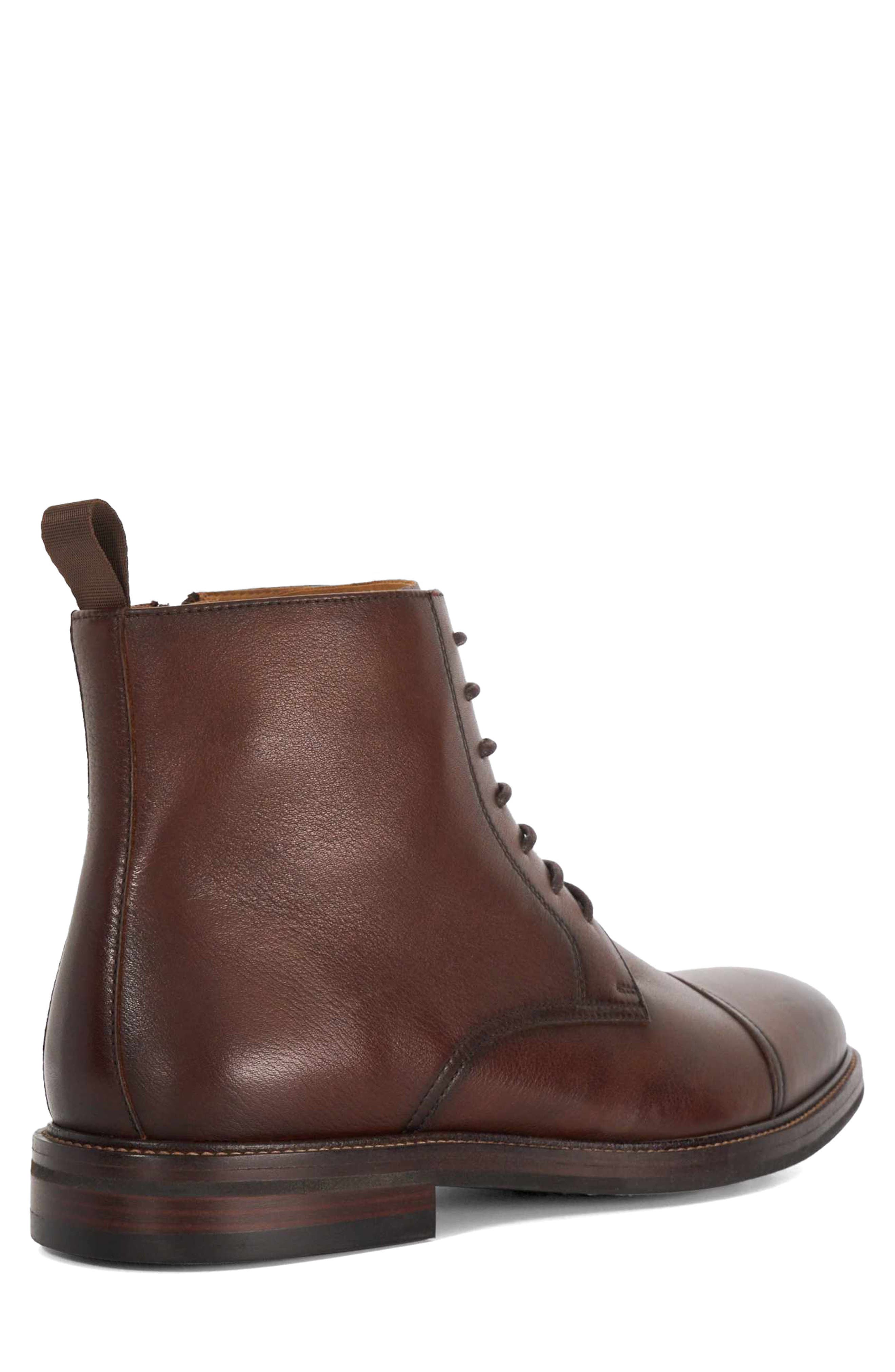 Dune London Matias Cap Toe Boot, Alternate, color, Brown