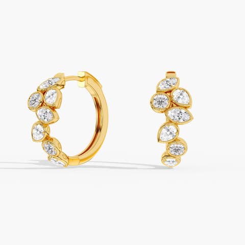 Gold Frame Multi-Shape Lab Diamond Hoop in 14K Gold