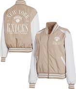 WEAR by Erin Andrews Women's WEAR by Erin Andrews Tan New York Knicks Tonal Full-Zip Bomber Jacket